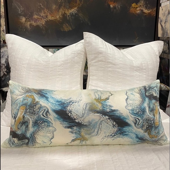Custom abstract painting of mine/ printed on cotton sateen with velvet